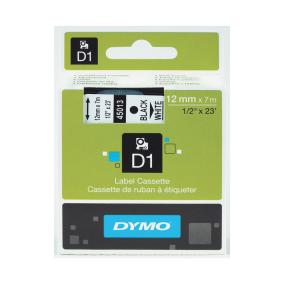 Tape Dymo D1, 12 mm x 7 m, sort/hvit