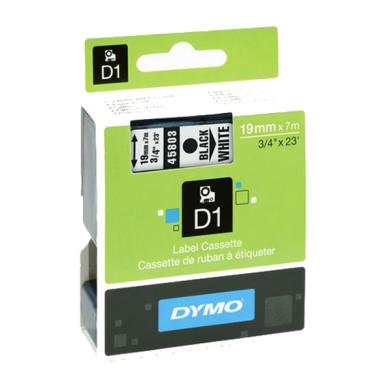 Dymo tape 19 mm, sort/hvit