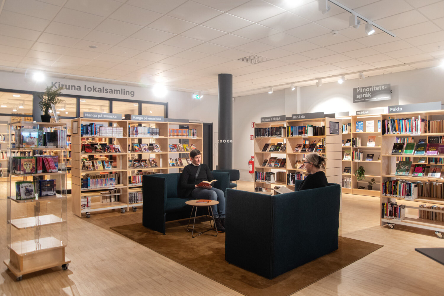 Hyggelig sitteplass i Kiruna bibliotek